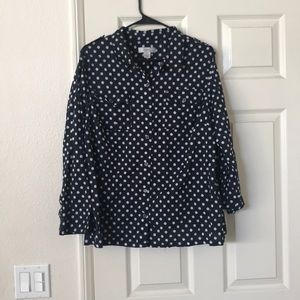 CJ Banks Navy Polka dot long sleeve 1x